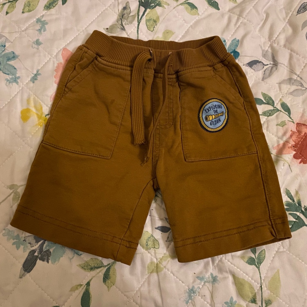 Kids Tan Shorts with Patch